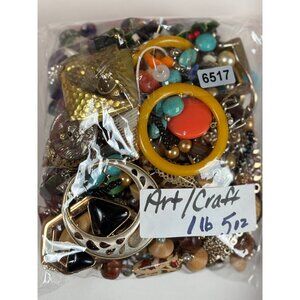 Mixed Jewelry Lot For Art & Craft Projects 1 Lb 5 Oz Beads Charms Chains Bracele